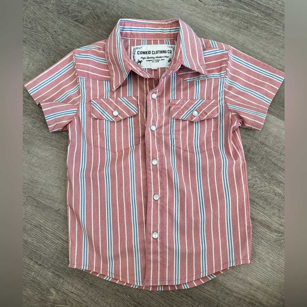 Cowkid Clothing Co - Vintage Striped Pearl Snap Shirt - 2T